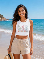 WOMENS WHITE CROP TANK TOP