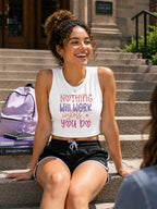 WOMENS WHITE CROP TANK TOP