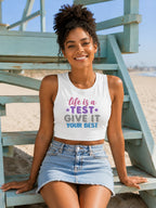 WOMENS WHITE CROP TANK TOP