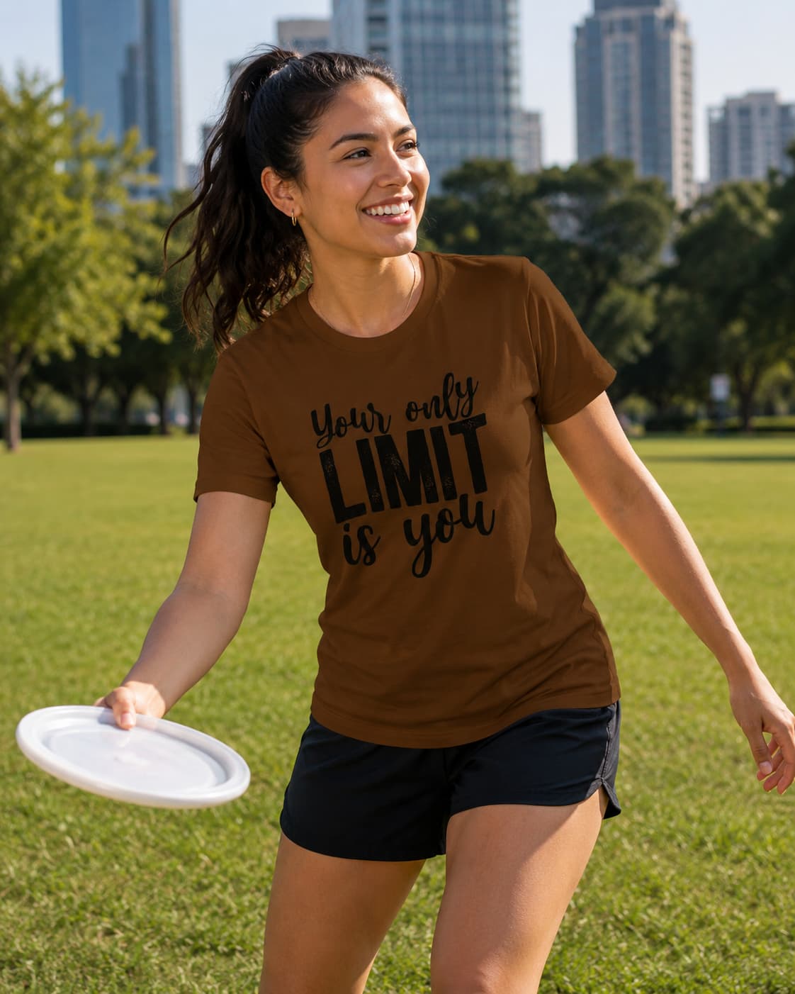 WOMENS COFFEE BROWN ROUNDNECK T-SHIRT