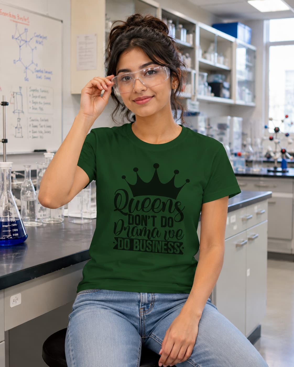 WOMENS OLIVE GREEN ROUNDNECK T-SHIRT