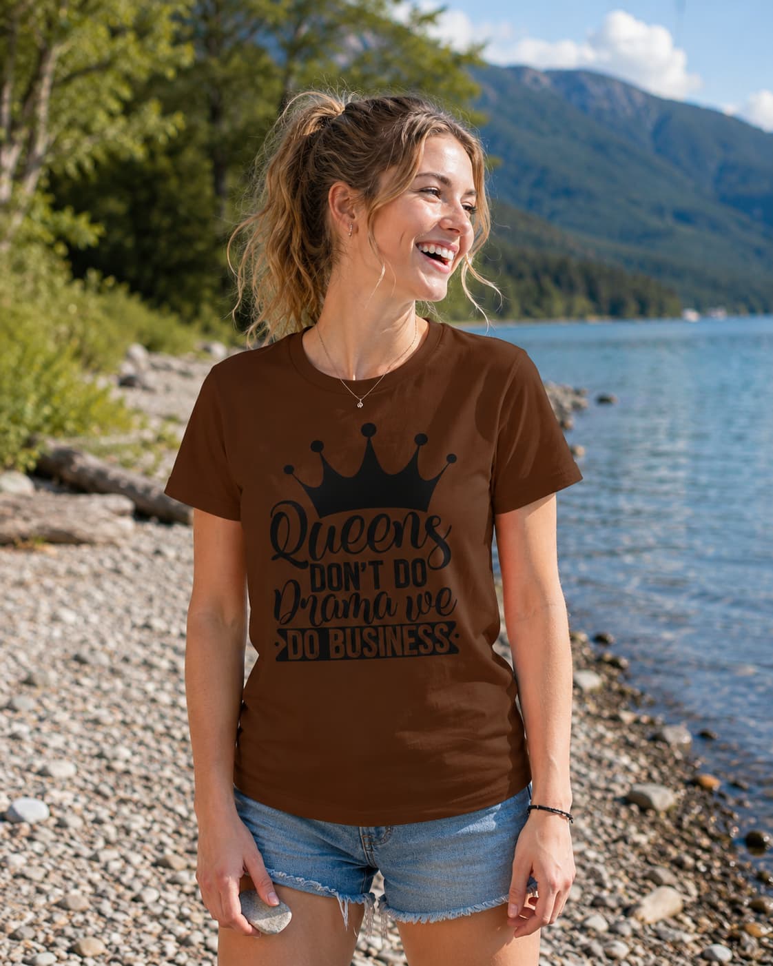 WOMENS COFFEE BROWN ROUNDNECK T-SHIRT