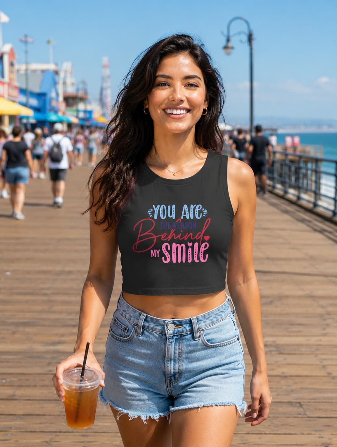 WOMENS BLACK CROP TANK TOP