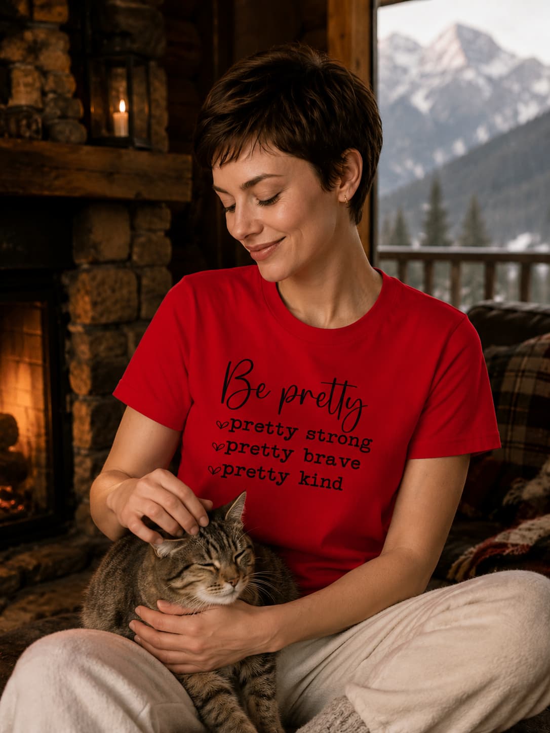 WOMENS RED ROUNDNECK T-SHIRT