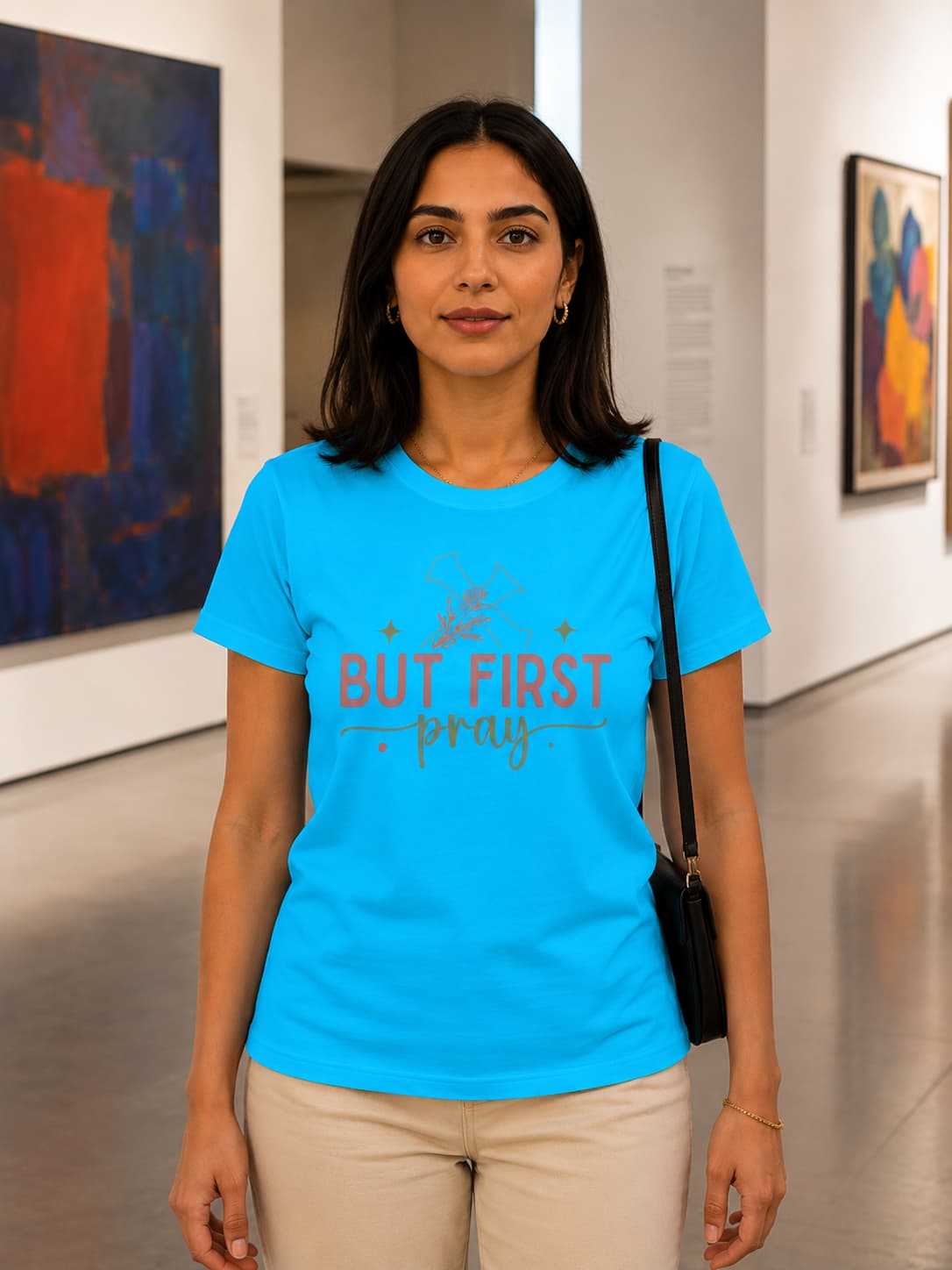WOMENS SKY BLUE ROUNDNECK T-SHIRT