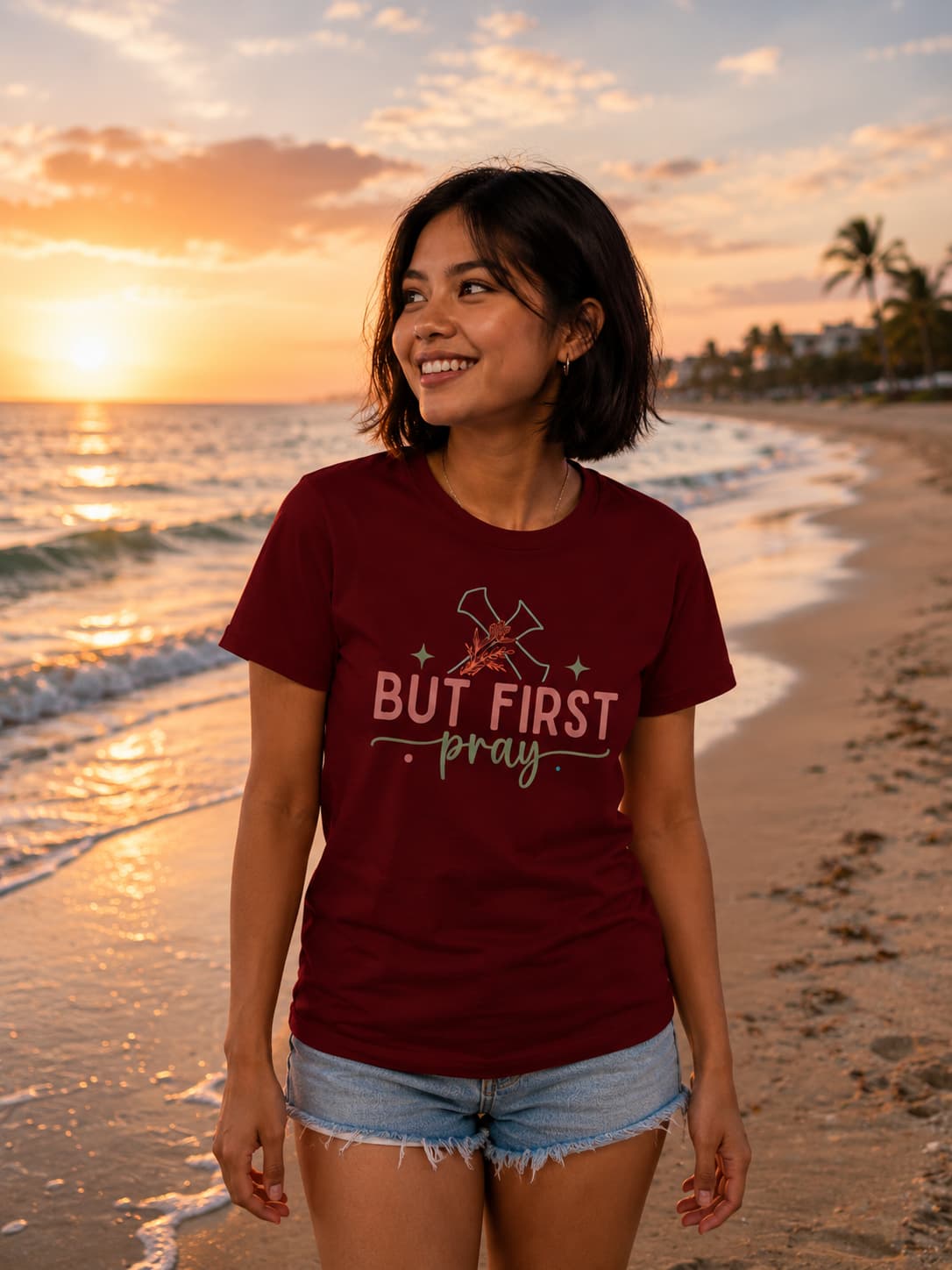 WOMENS MAROON ROUNDNECK T-SHIRT