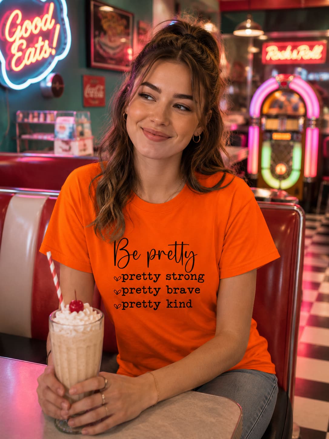 WOMENS ORANGE ROUNDNECK T-SHIRT