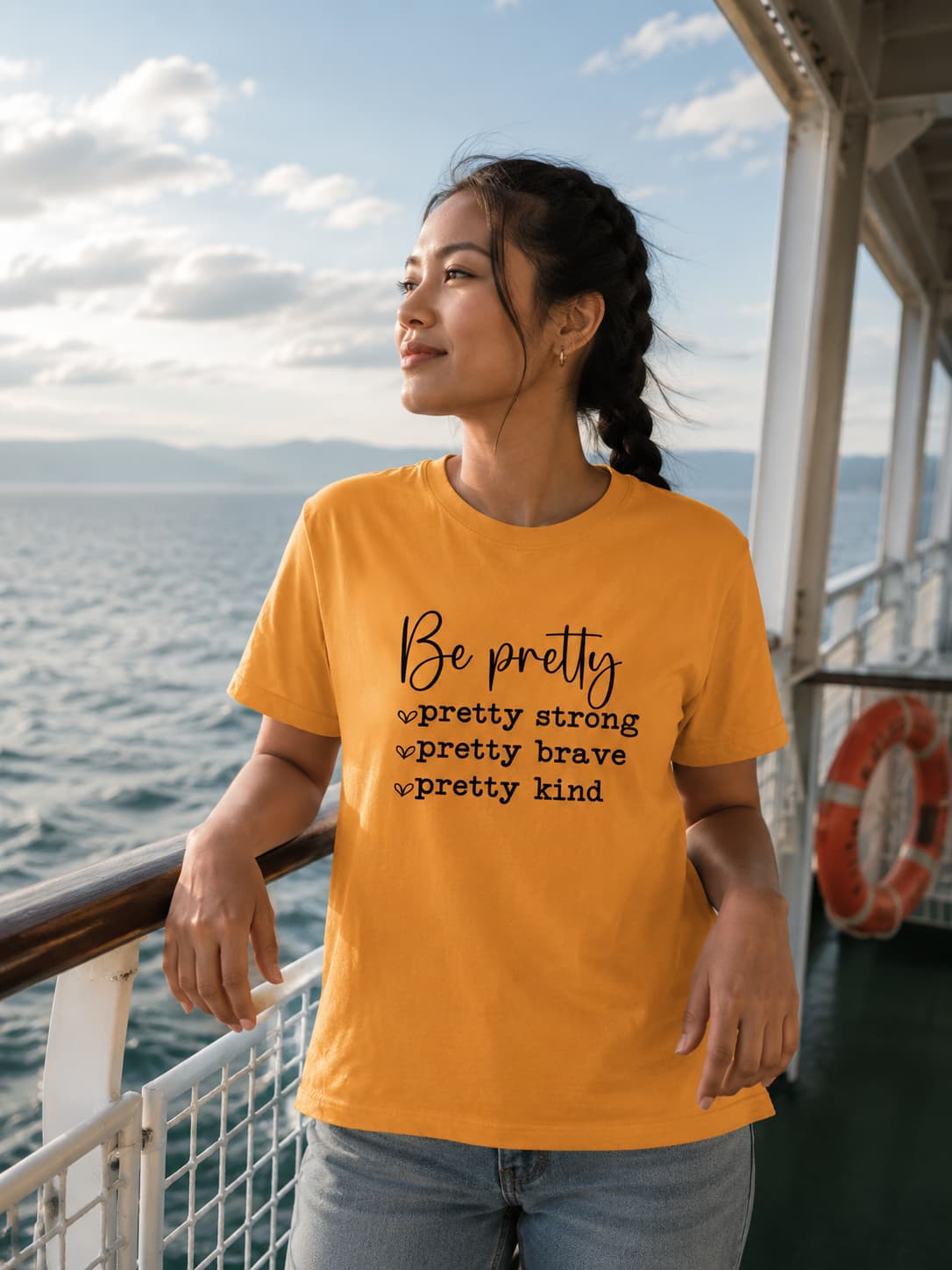 WOMENS MUSTARD ROUNDNECK T-SHIRT