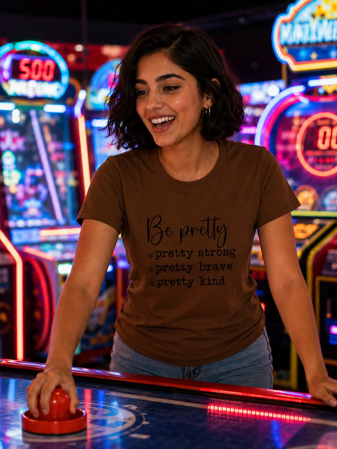 WOMENS COFFEE BROWN ROUNDNECK T-SHIRT