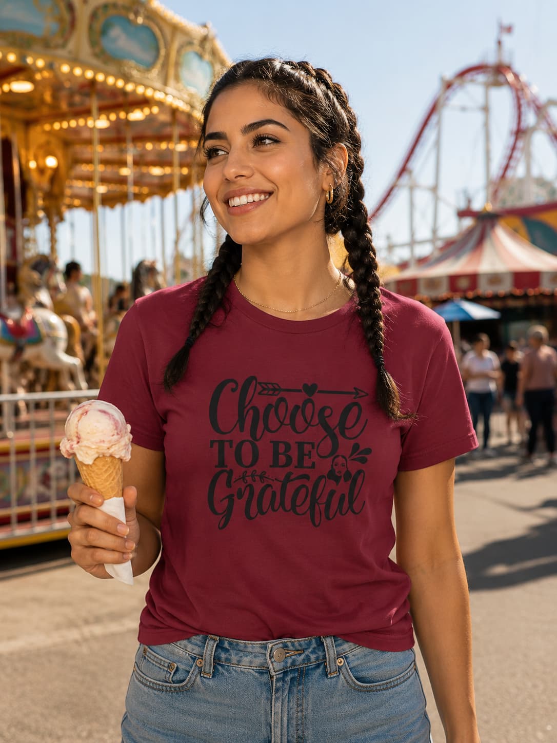 WOMENS MAROON ROUNDNECK T-SHIRT