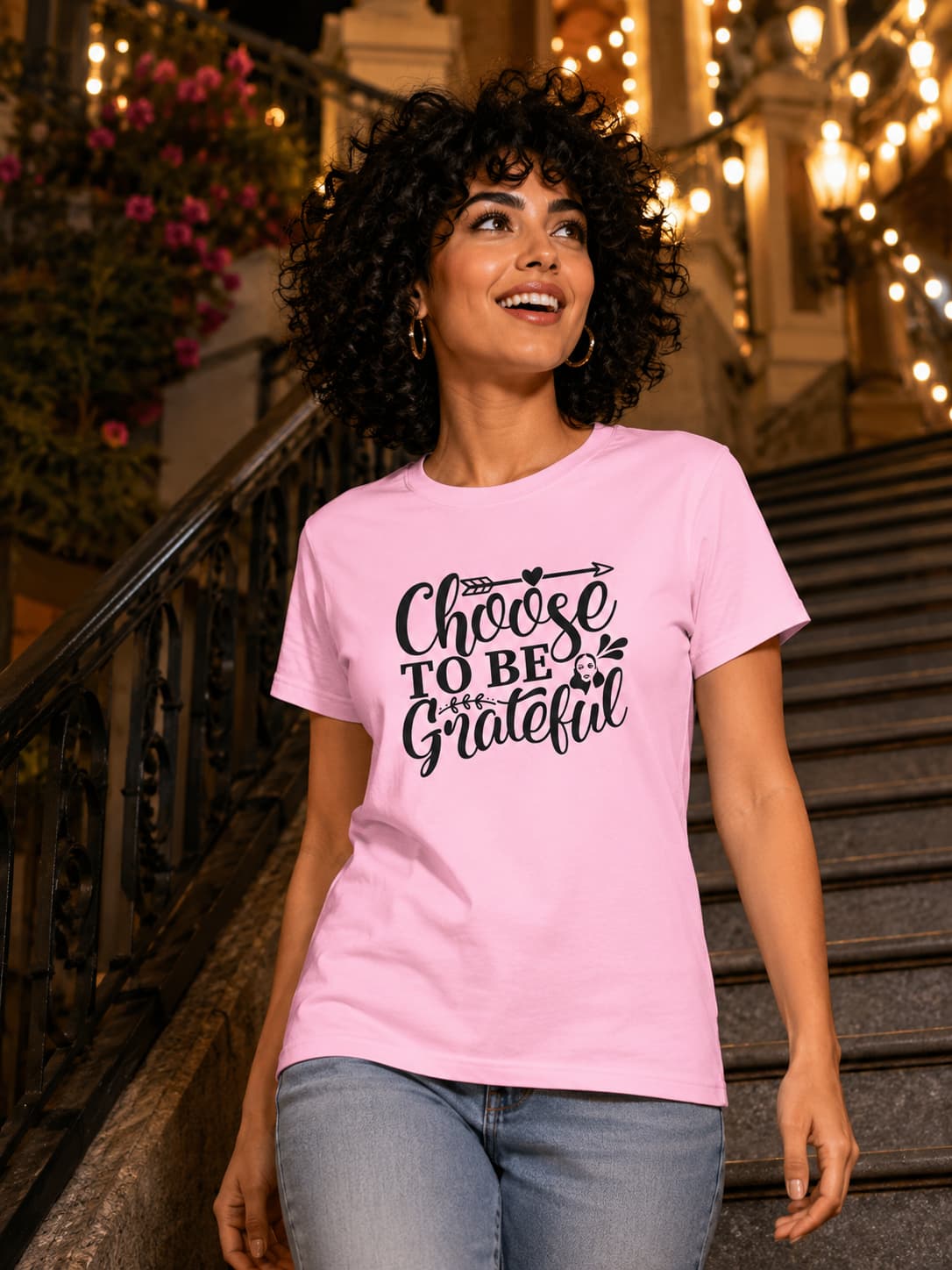 WOMENS LIGHT PINK ROUNDNECK T-SHIRT