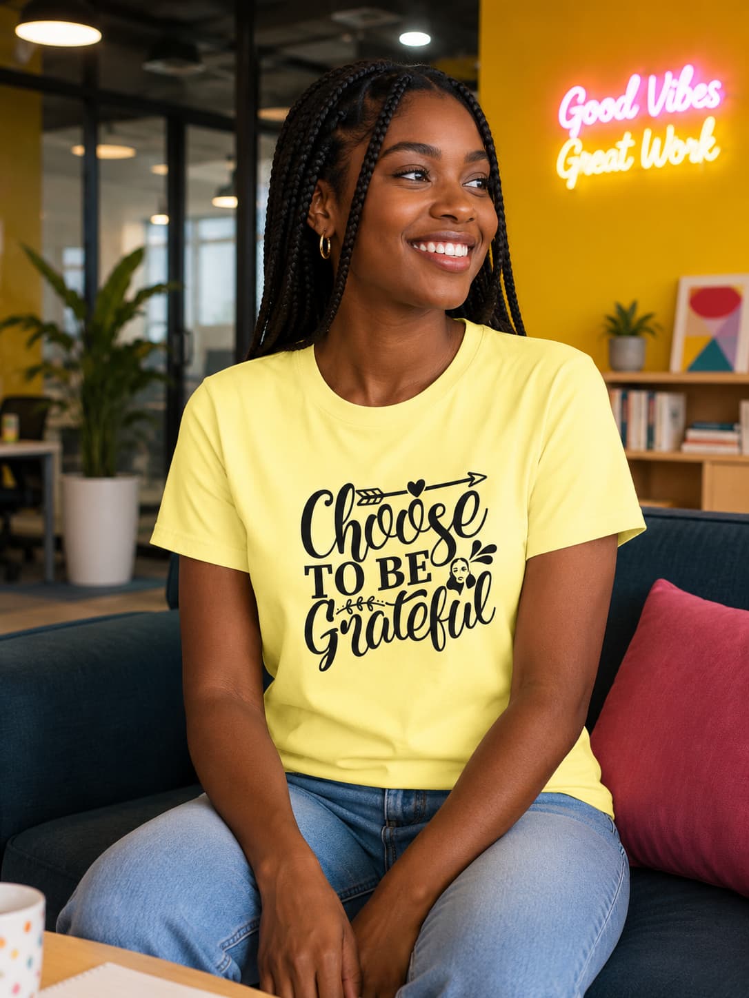 WOMENS BUTTER YELLOW ROUNDNECK T-SHIRT