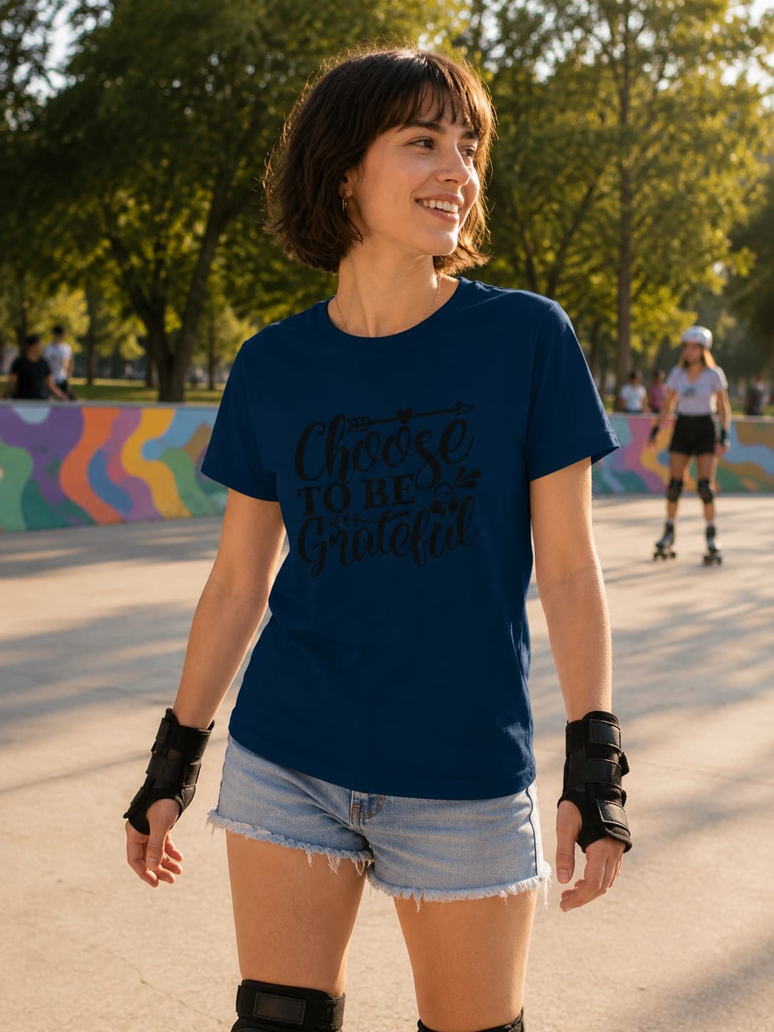 WOMENS NAVY BLUE ROUNDNECK T-SHIRT