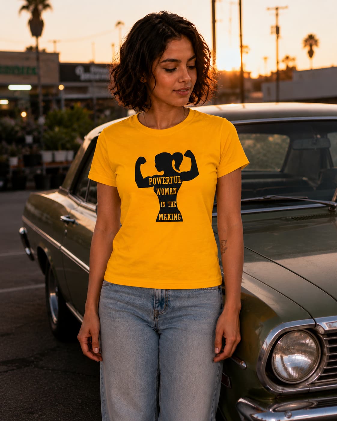 WOMENS GOLDEN YELLOW ROUNDNECK T-SHIRT