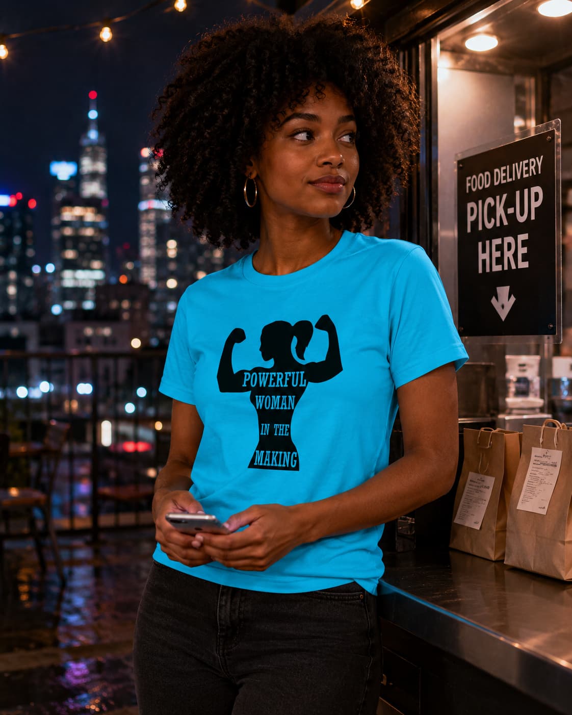 WOMENS SKY BLUE ROUNDNECK T-SHIRT