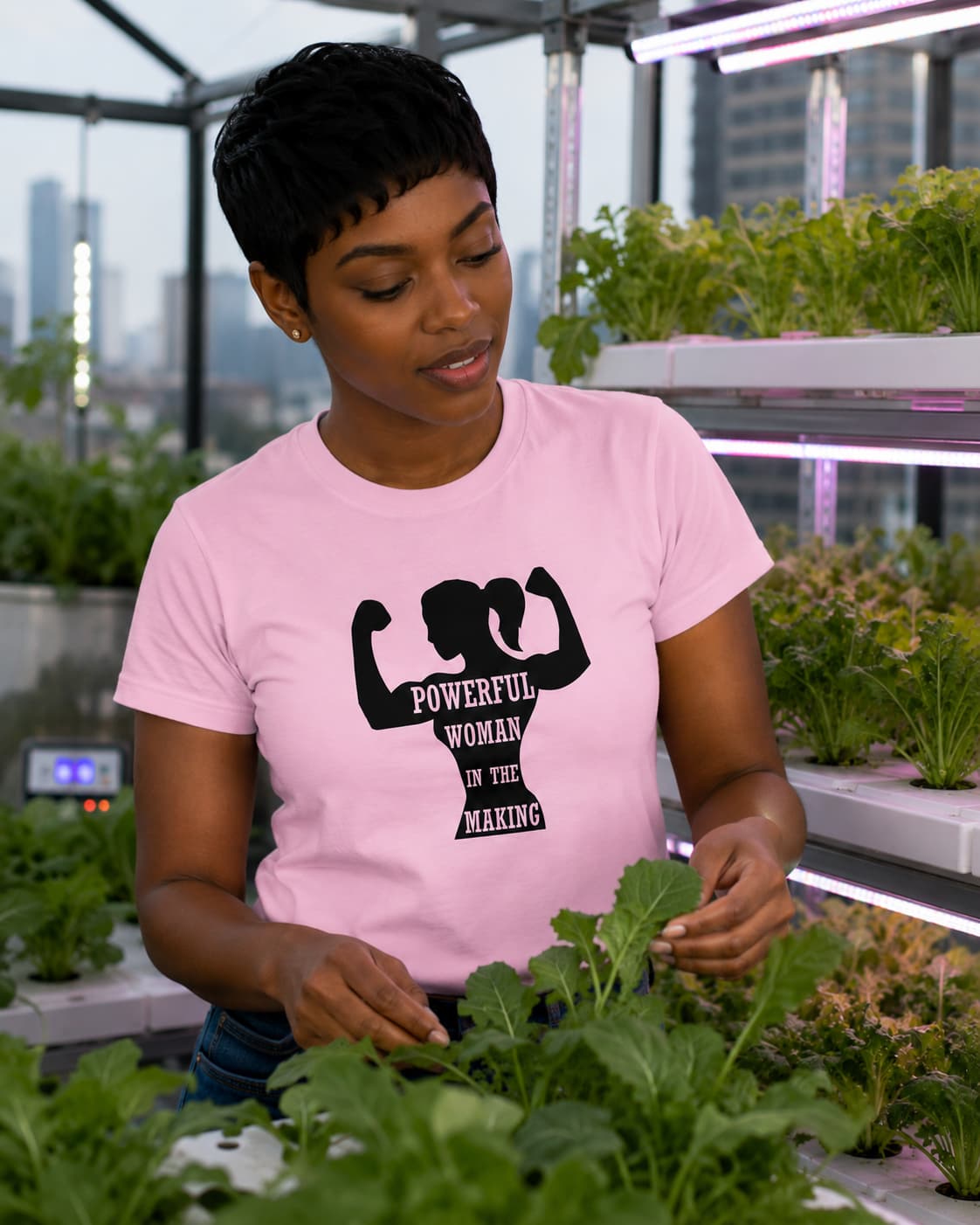 WOMENS LIGHT PINK ROUNDNECK T-SHIRT