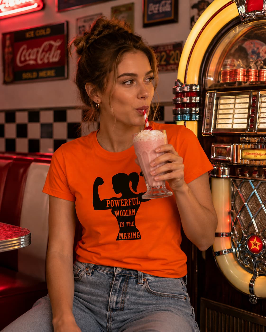 WOMENS ORANGE ROUNDNECK T-SHIRT