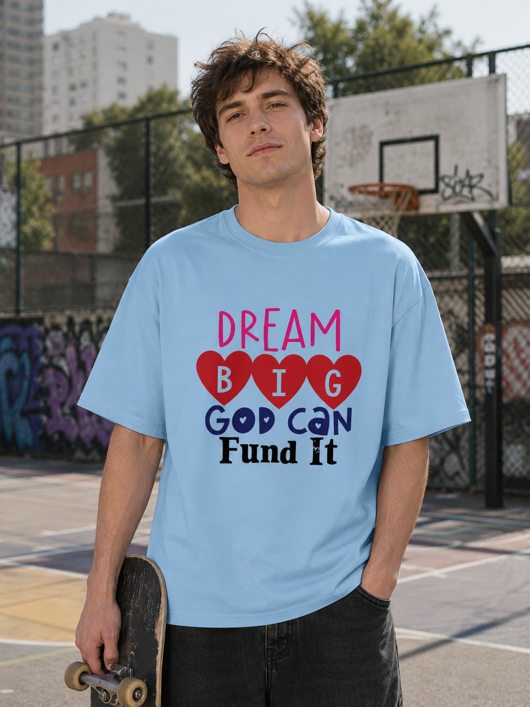 MENS BABY BLUE OVERSIZED T-SHIRT