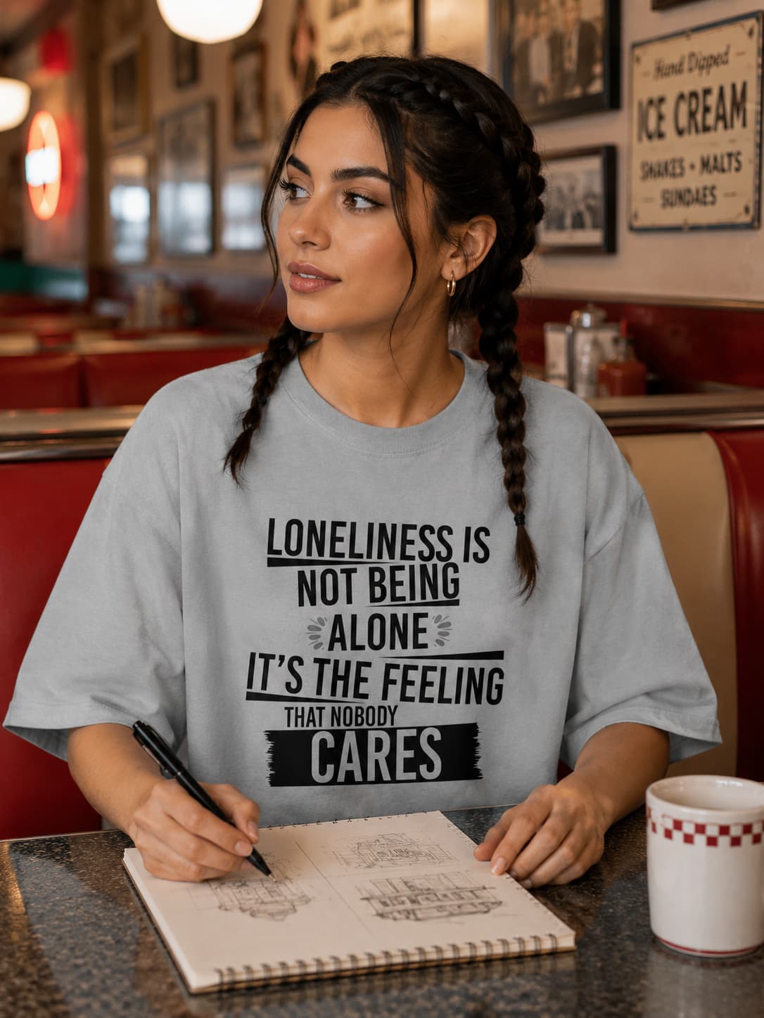 WOMENS SILVER FROST OVERSIZED T-SHIRT