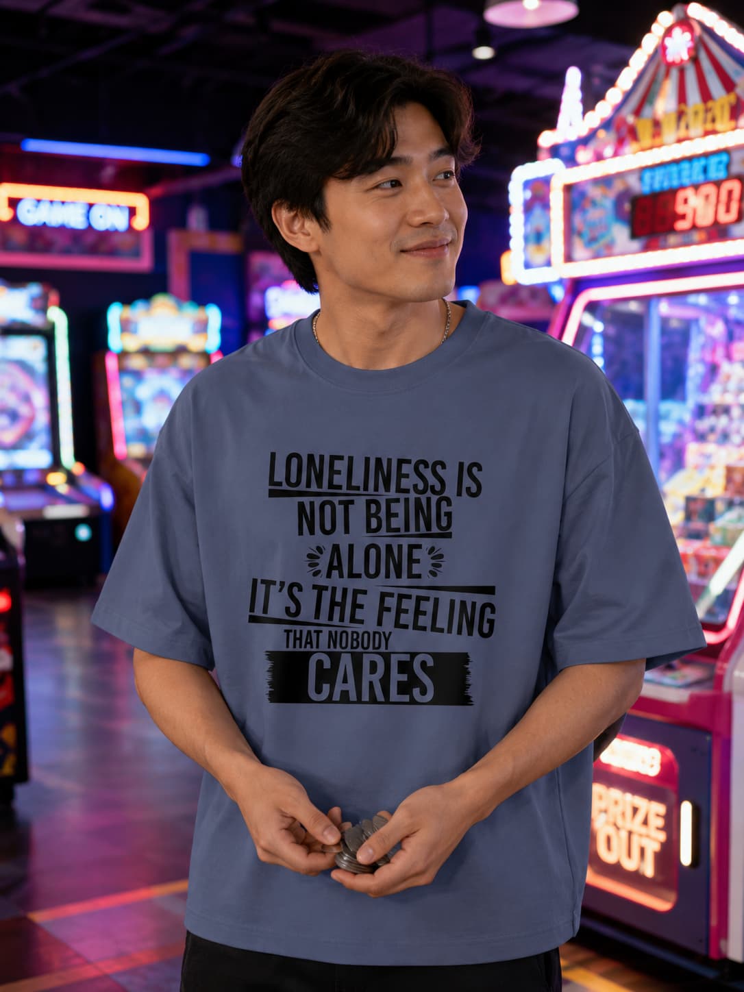 MENS STEEL GREY OVERSIZED T-SHIRT