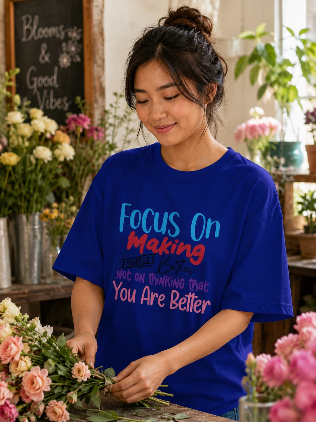 WOMENS ROYAL BLUE OVERSIZED T-SHIRT