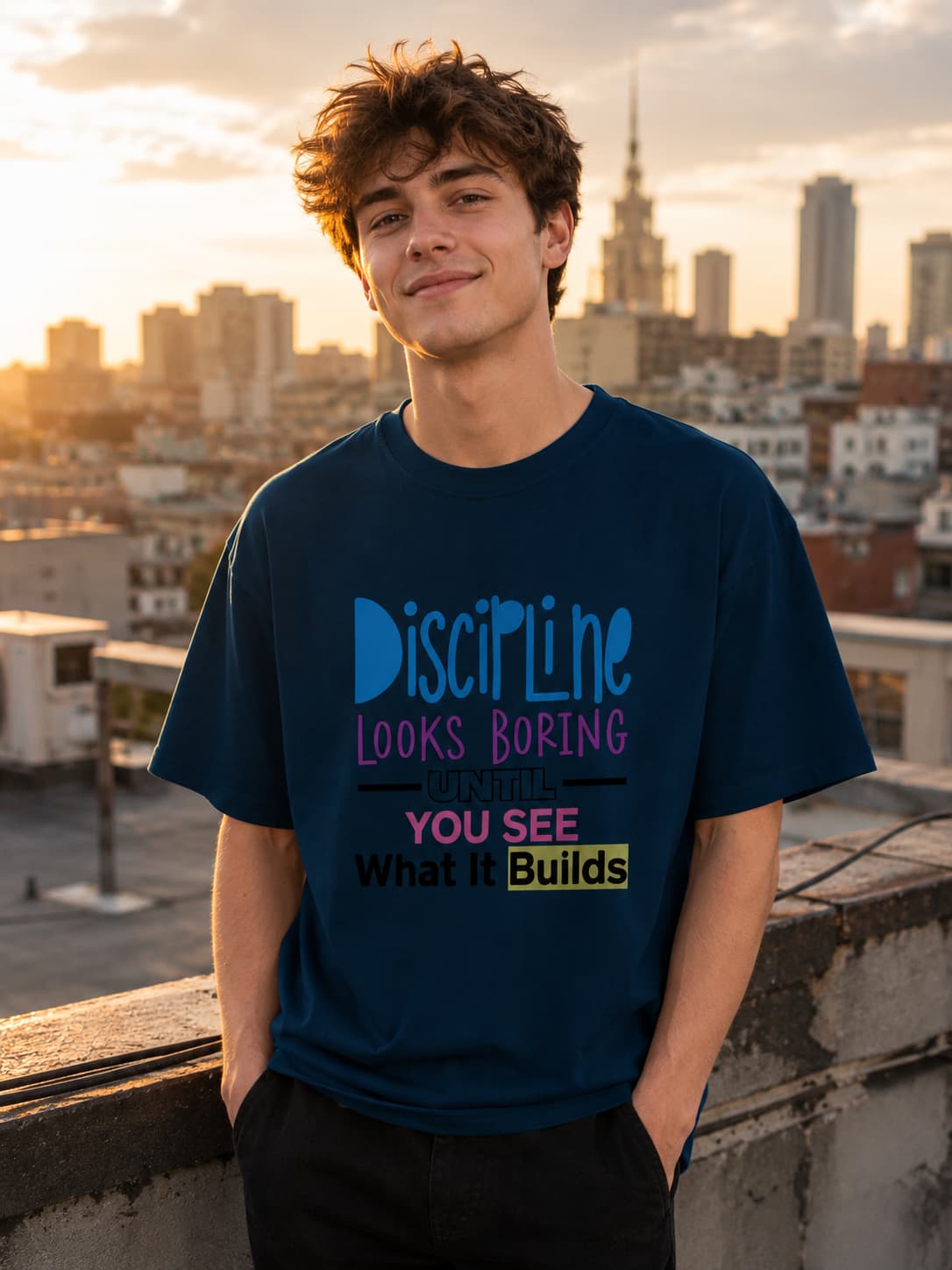 MENS NAVY BLUE OVERSIZED T-SHIRT