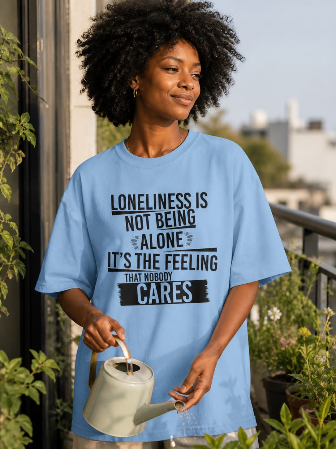 WOMENS BABY BLUE OVERSIZED T-SHIRT