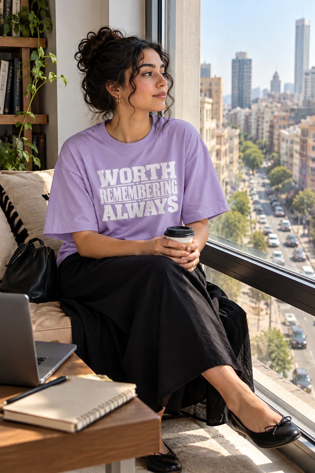 WOMENS IRIS LAVENDER OVERSIZED ROUNDNECK T-SHIRT