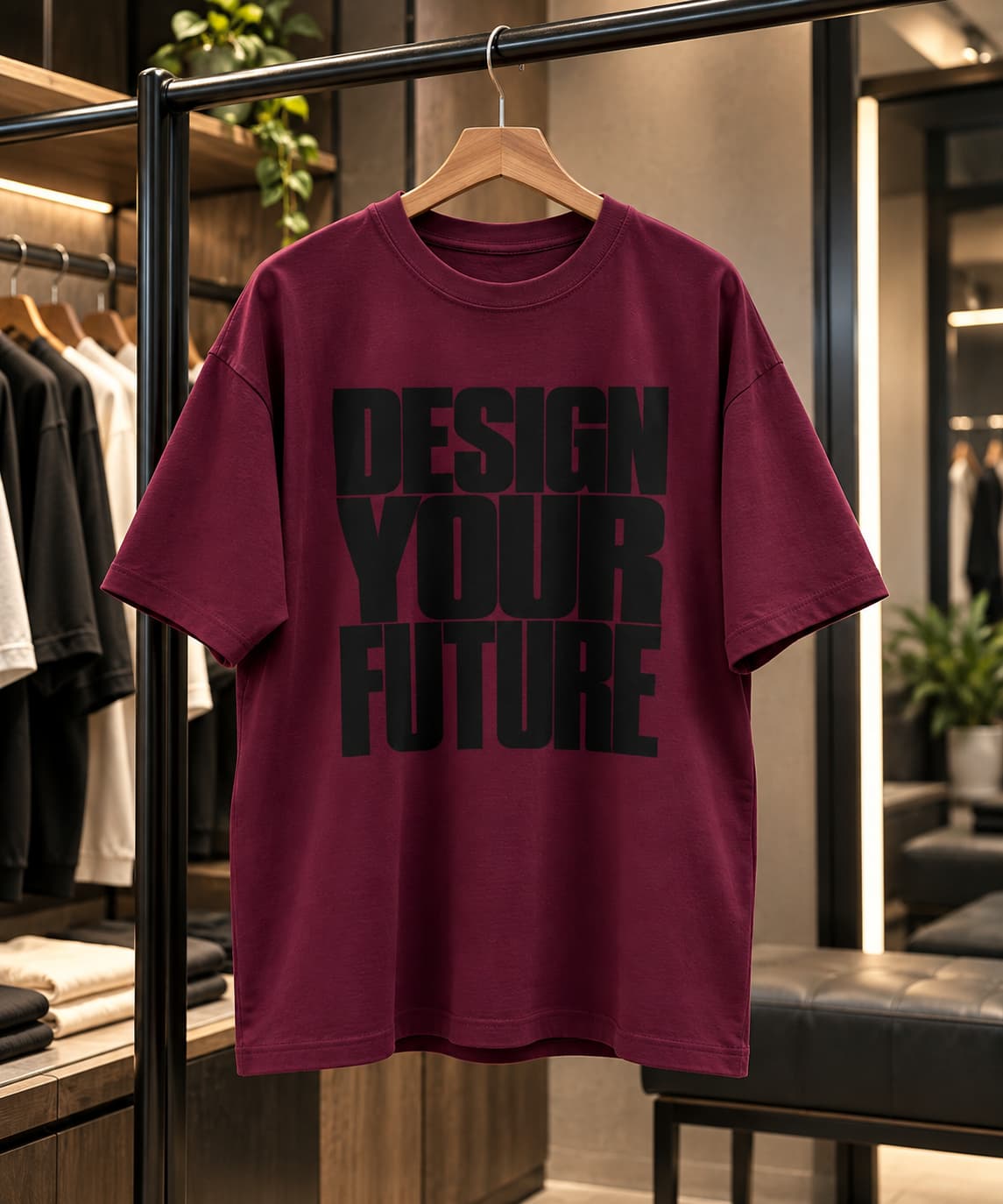 UNISEX BURGUNDY OVERSIZED ROUNDNECK T-SHIRT