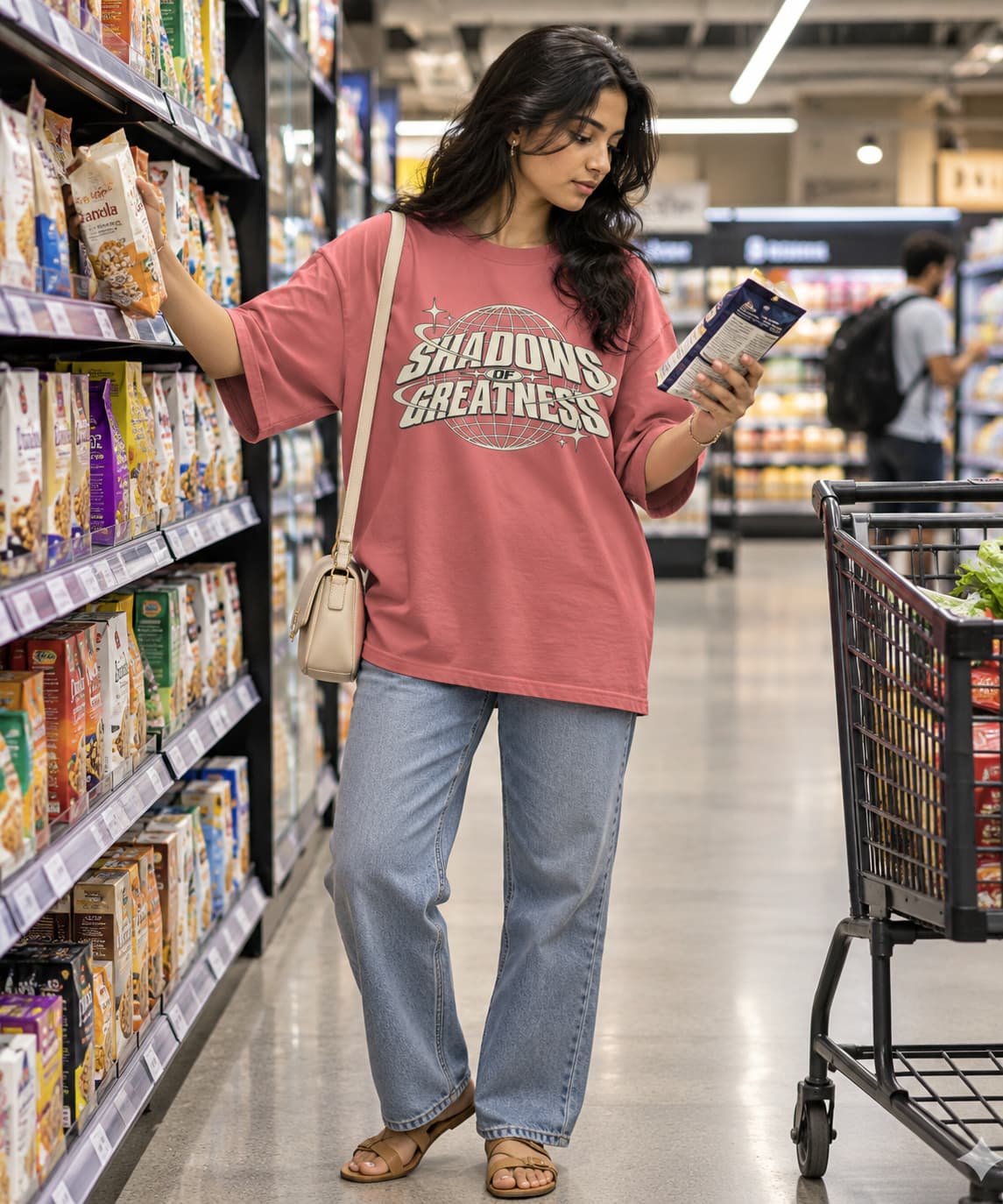 WOMENS DUSTY ROSE OVERSIZED ROUNDNECK T-SHIRT