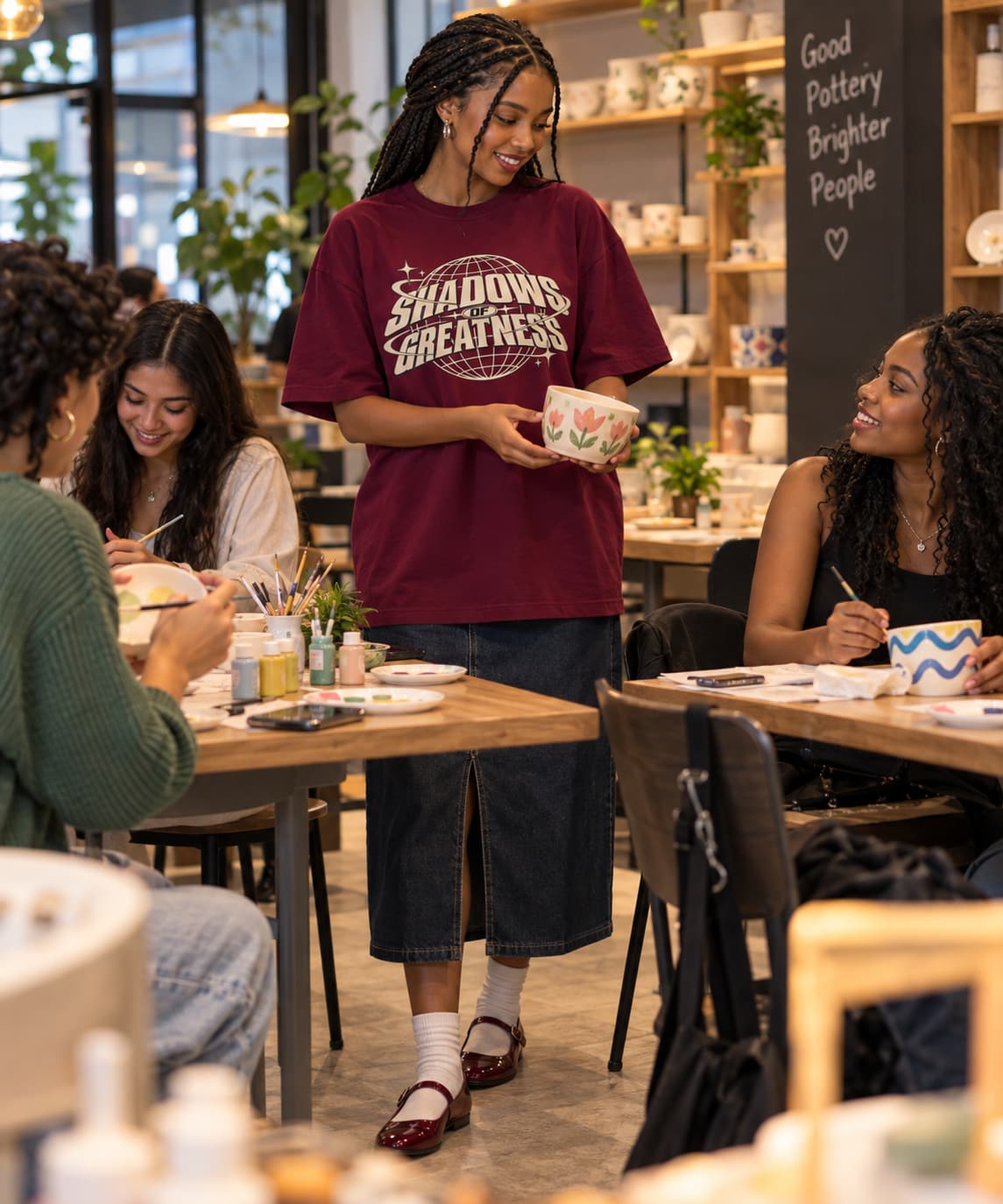 WOMENS BURGUNDY OVERSIZED ROUNDNECK T-SHIRT