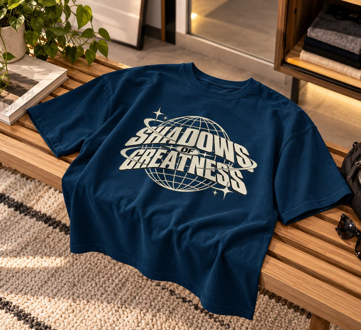 UNISEX NAVY BLUE OVERSIZED ROUNDNECK T-SHIRT