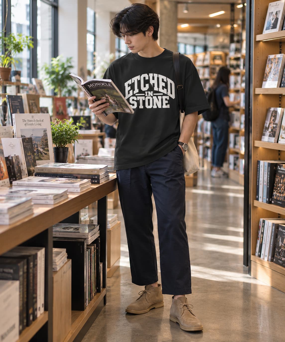 MENS BLACK OVERSIZED ROUNDNECK T-SHIRT