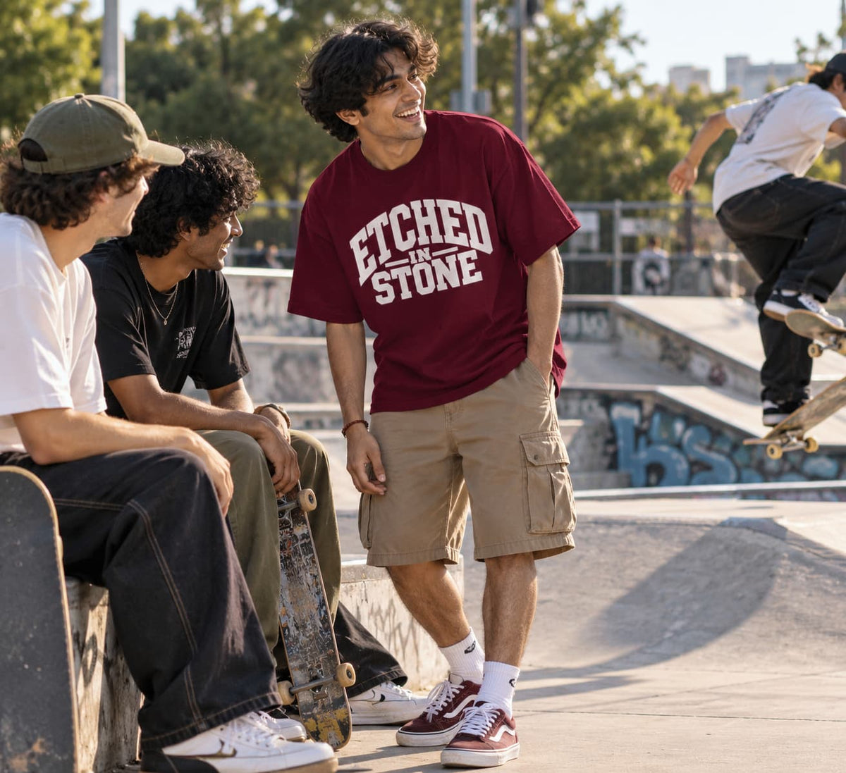 MENS BURGUNDY OVERSIZED ROUNDNECK T-SHIRT