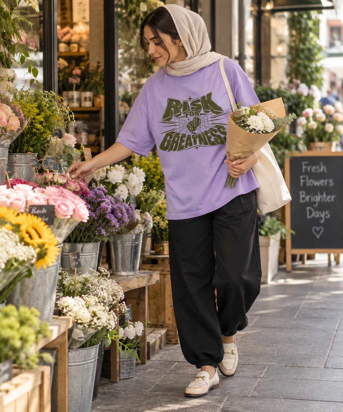 WOMENS IRIS LAVENDER OVERSIZED ROUNDNECK T-SHIRT