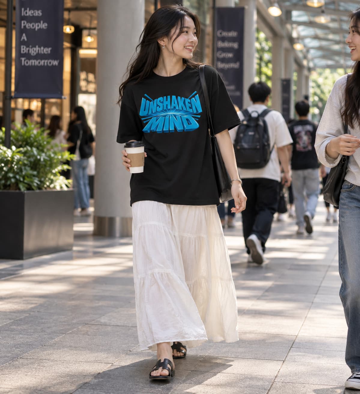 WOMENS BLACK OVERSIZED ROUNDNECK T-SHIRT