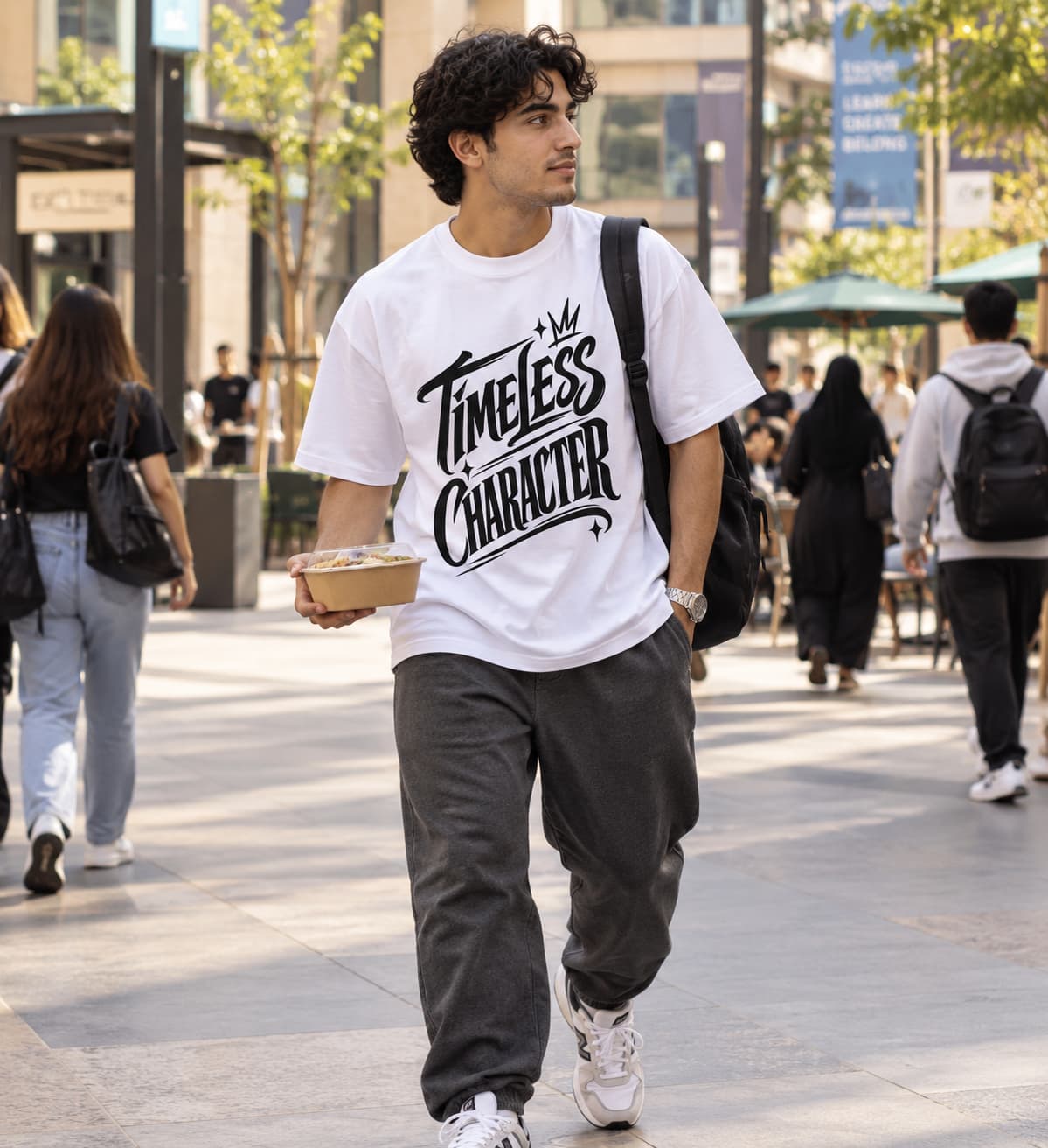 MENS WHITE OVERSIZED ROUNDNECK T-SHIRT