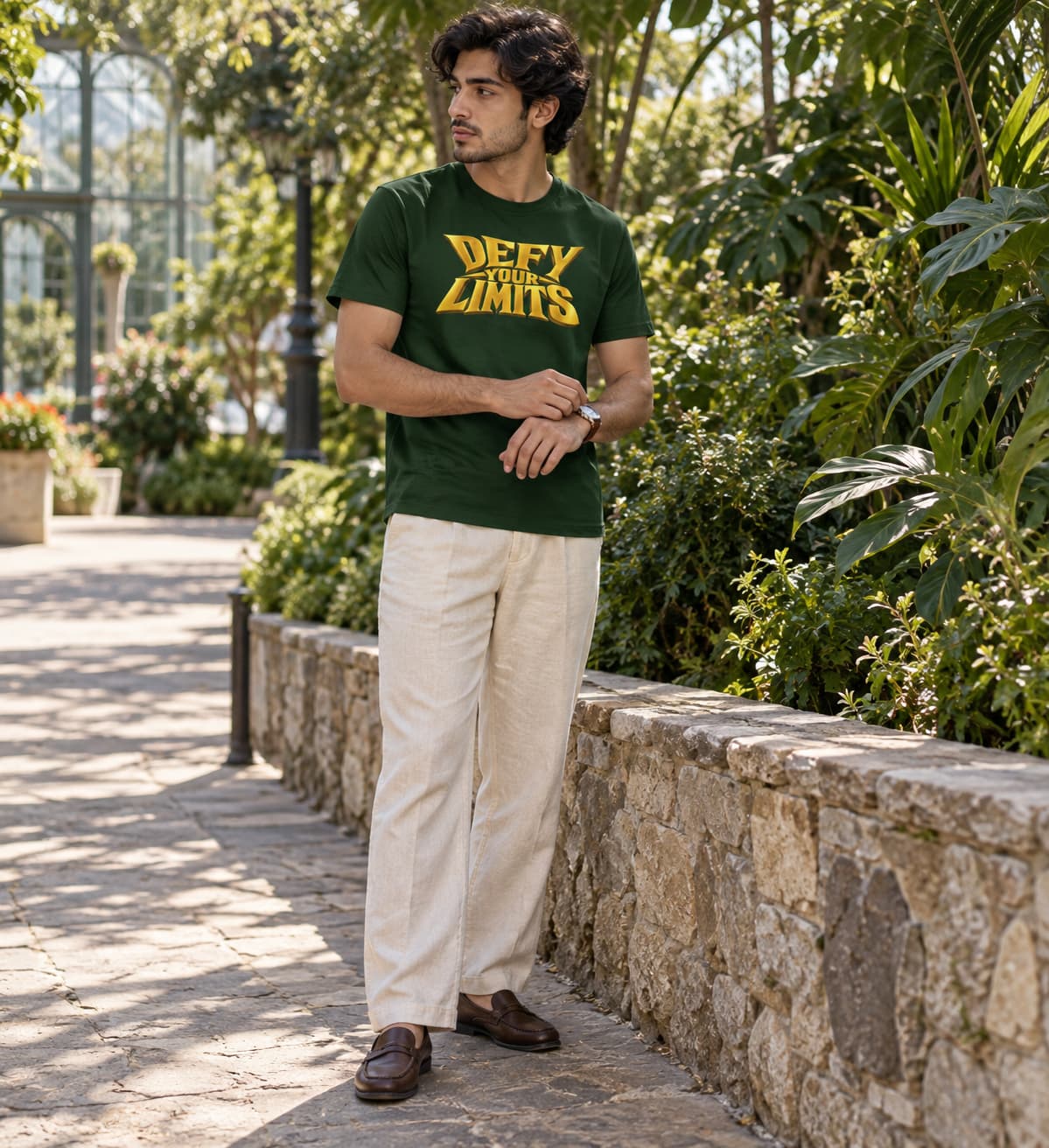 MENS OLIVE GREEN ROUNDNECK T-SHIRT