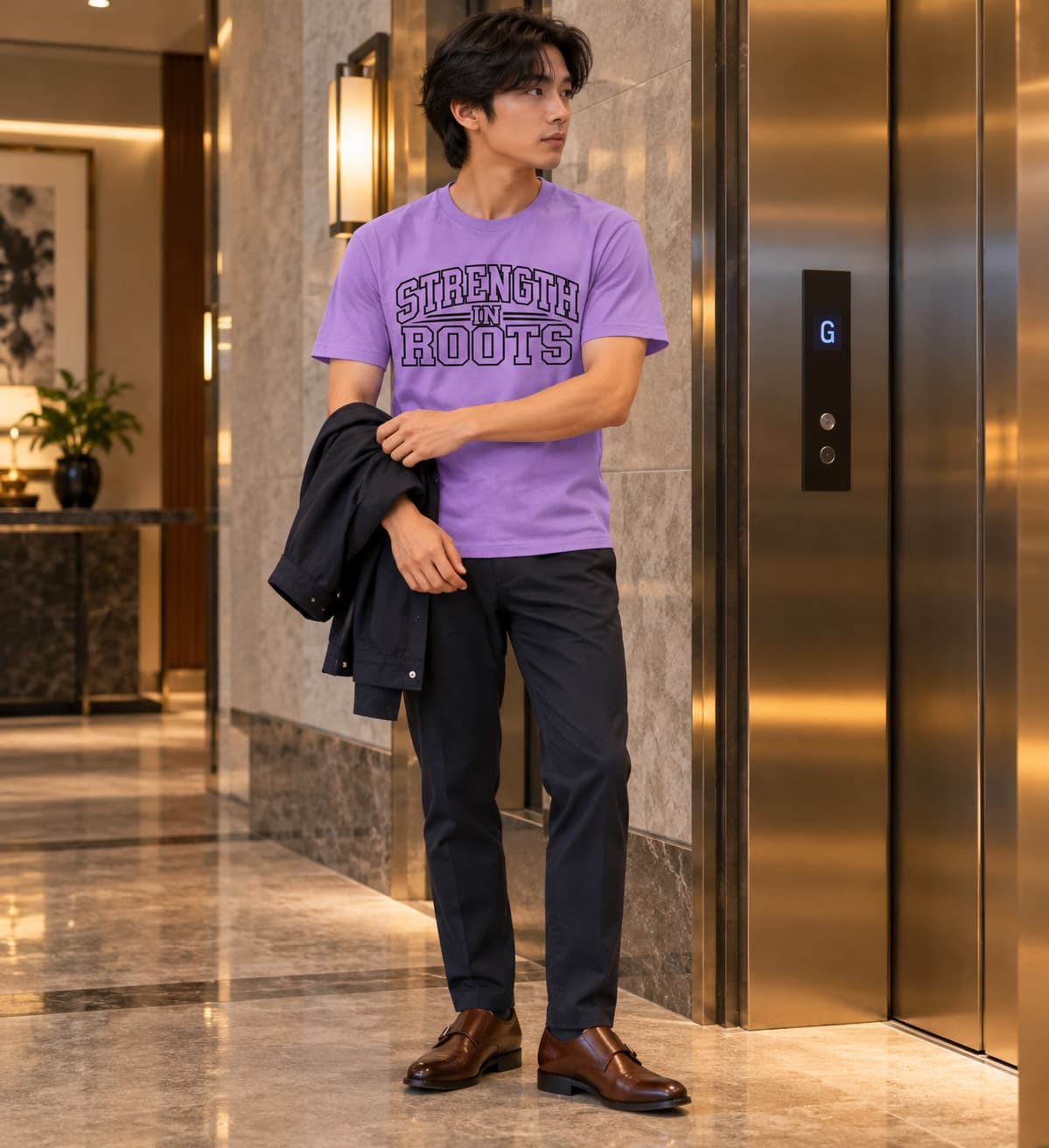 MENS IRIS LAVENDER ROUNDNECK T-SHIRT