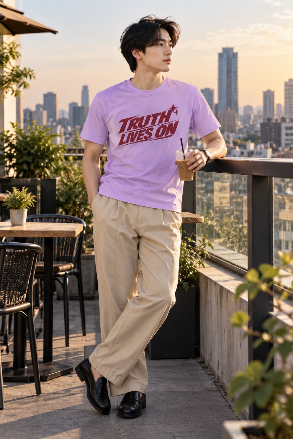 MENS IRIS LAVENDER ROUNDNECK T-SHIRT