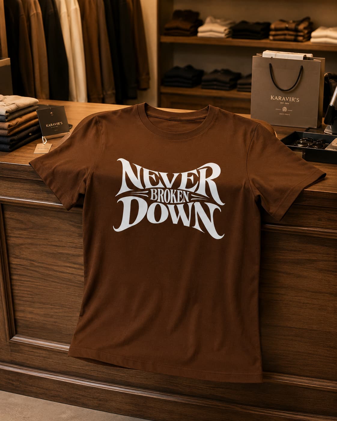 karavirs™ Never Broken Down — Coffee Brown Women's Tee