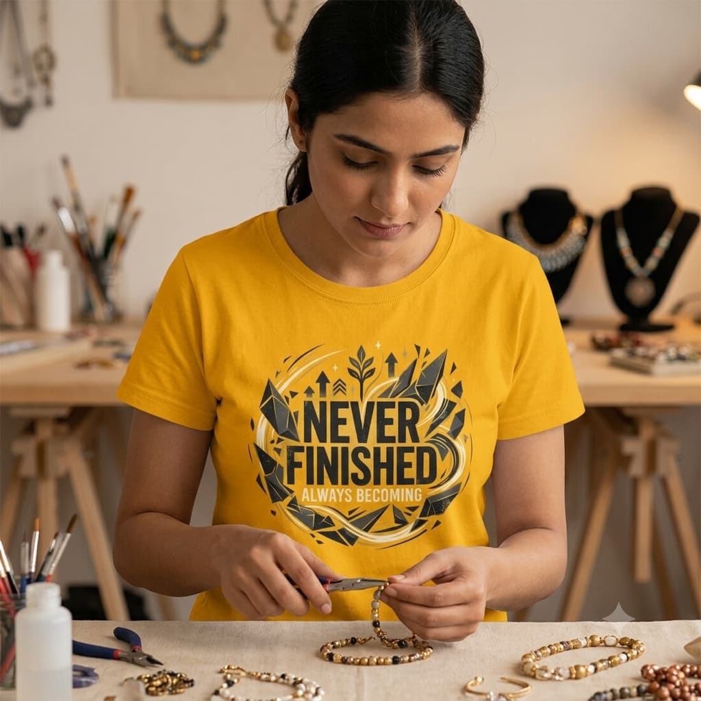 Women's Golden Yellow Round Neck T-shirt