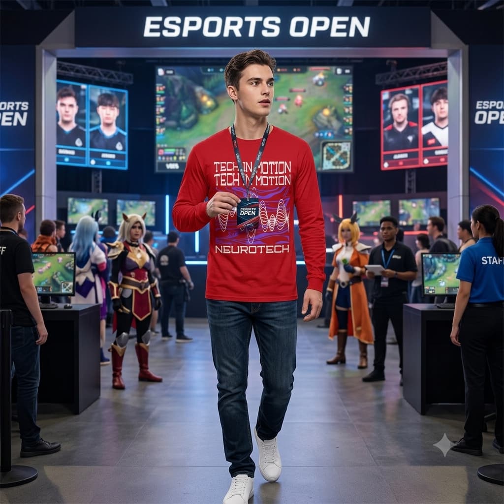 Men's Red Round Neck Full Sleeve T-shirt