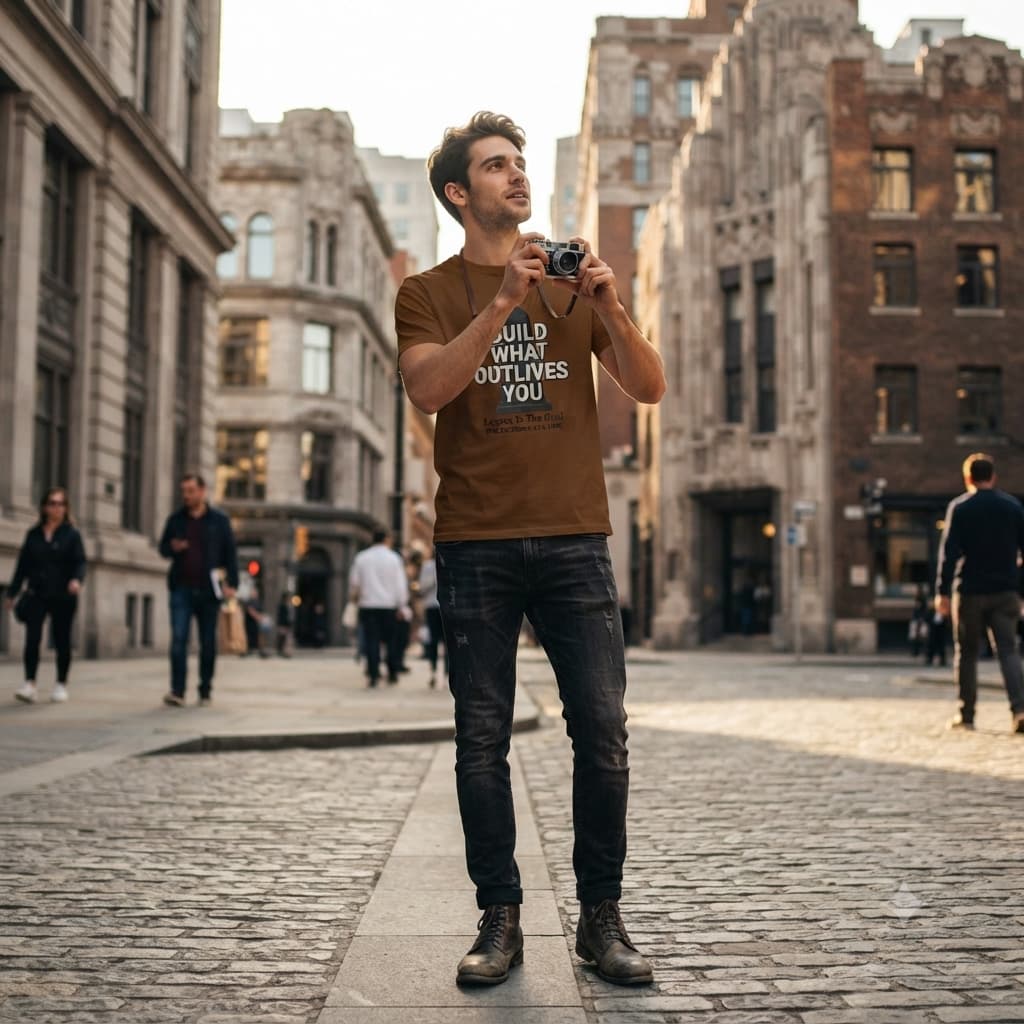 Men's Chocolate Brown Round Neck T-shirt