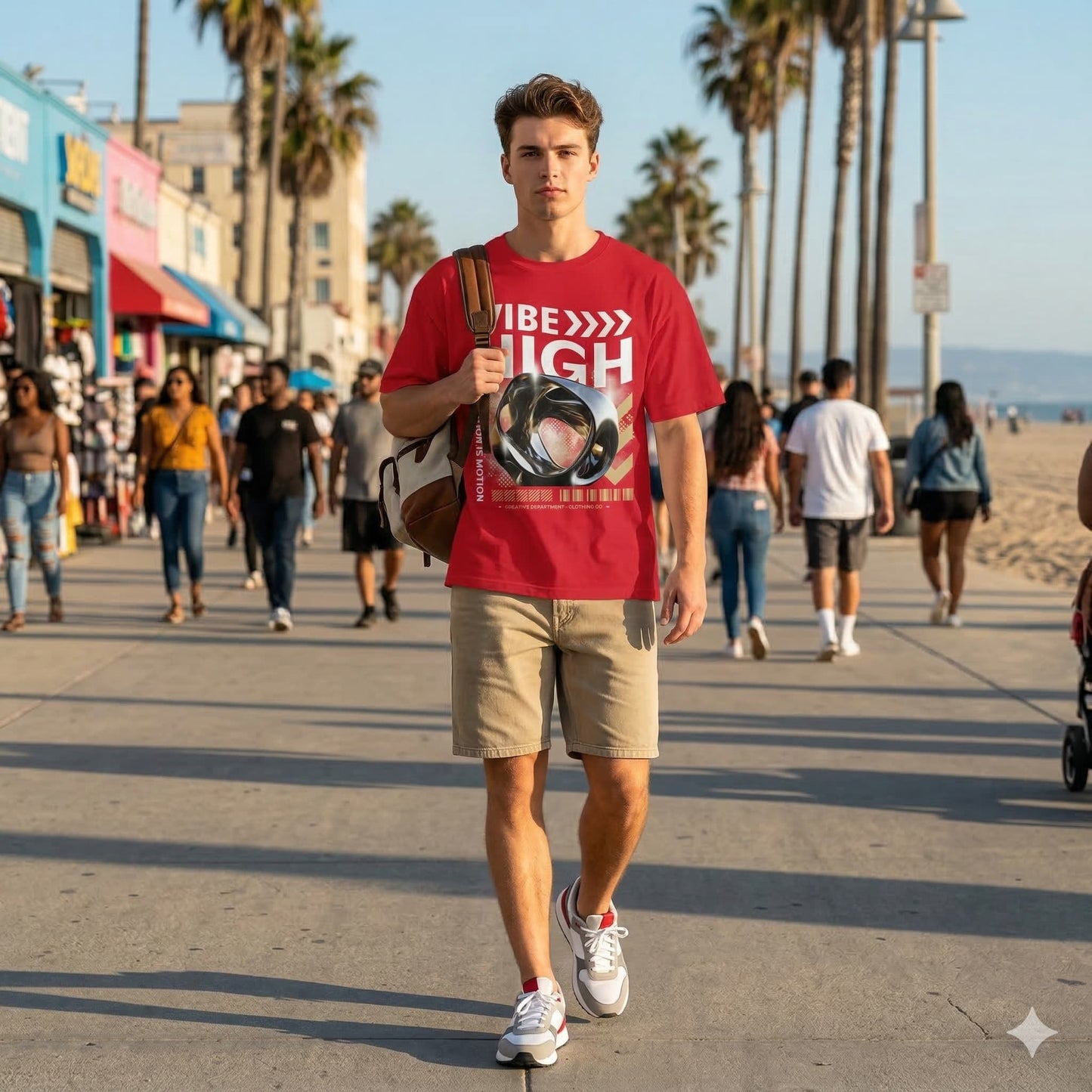 Men's Red Oversized Round Neck T-shirt