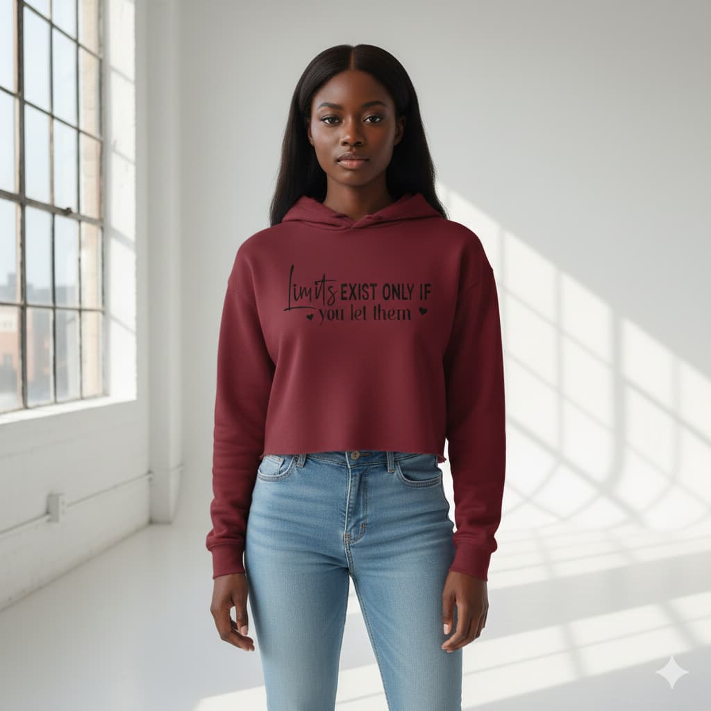 WOMENS MAROON CROP HOODIES 