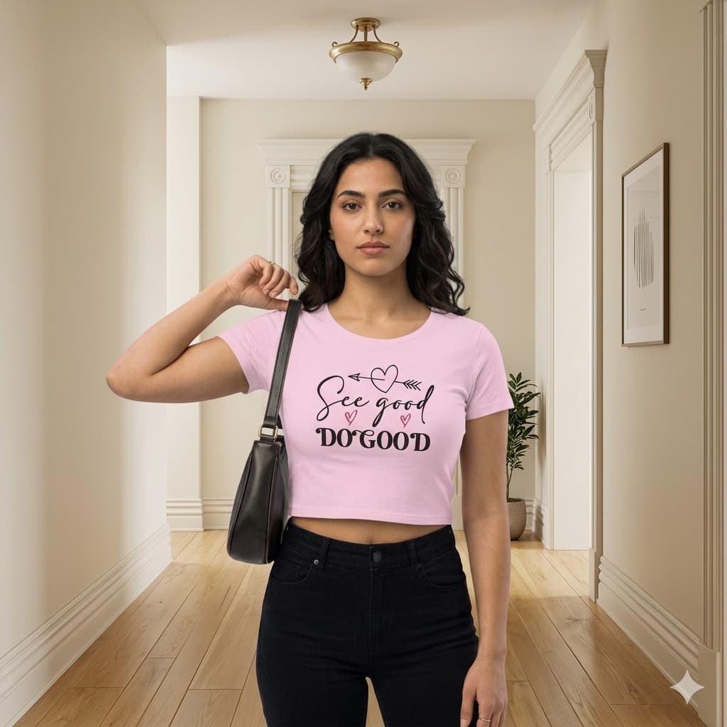 WOMENS LIGHT PINK CROP TOP