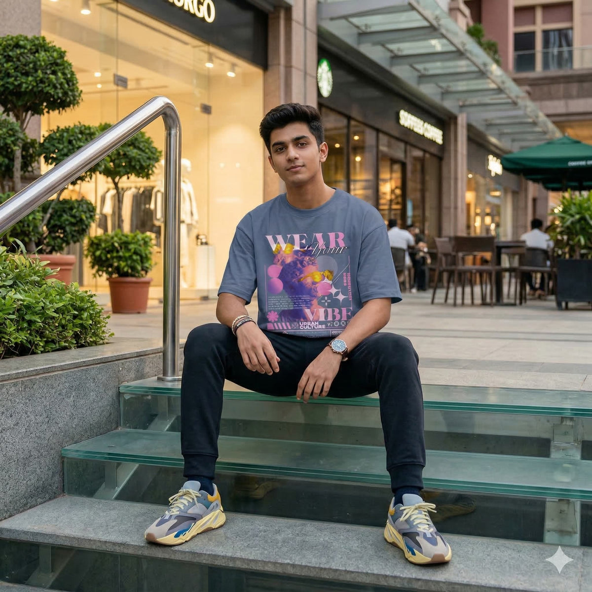 Karavirs® Resonant Steel Grey oversized tee for men India