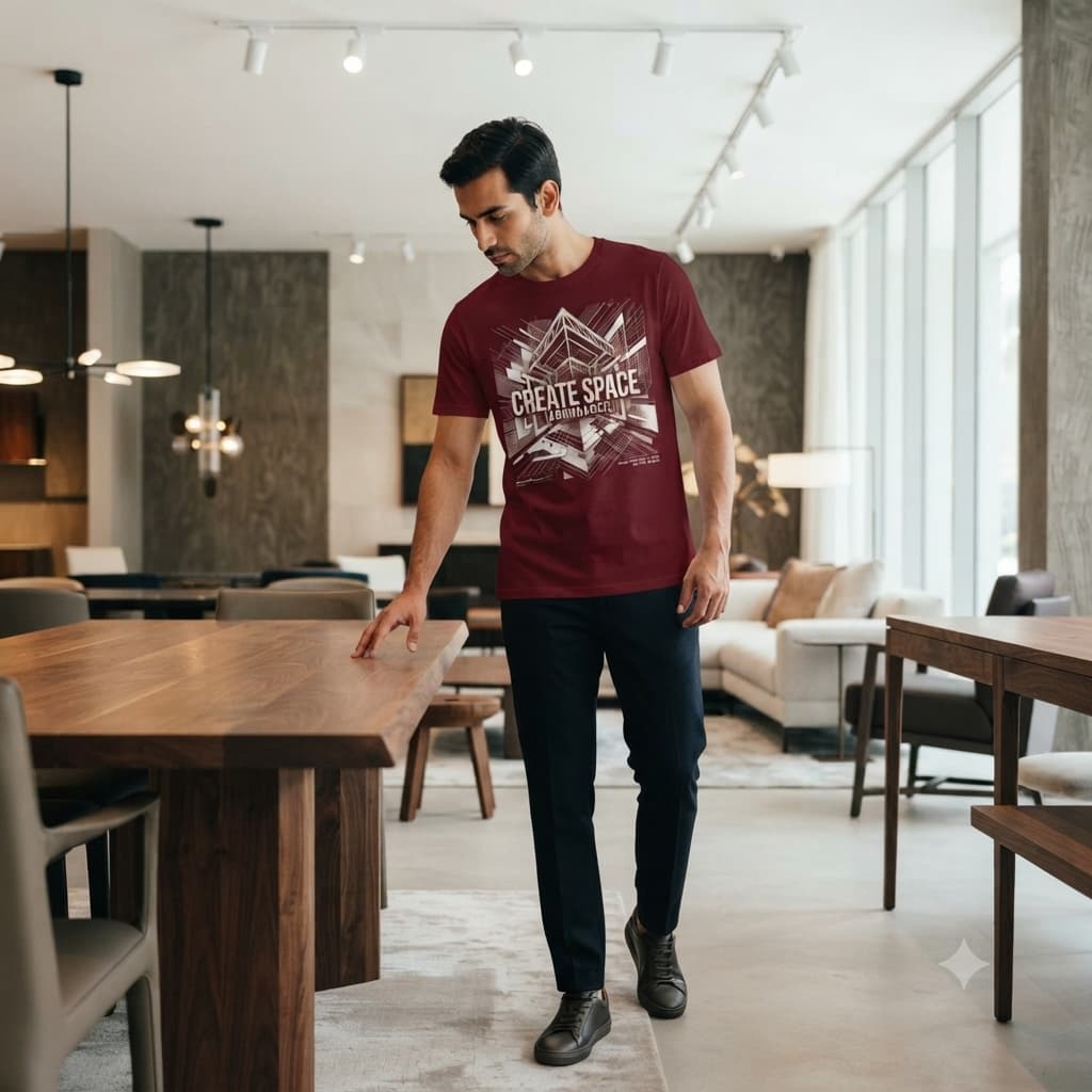 Men’s Maroon Round Neck T-shirt 