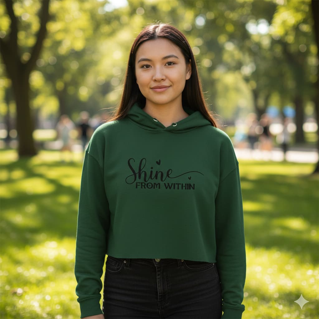 WOMENS OLIVE GREEN CROP HOODIES